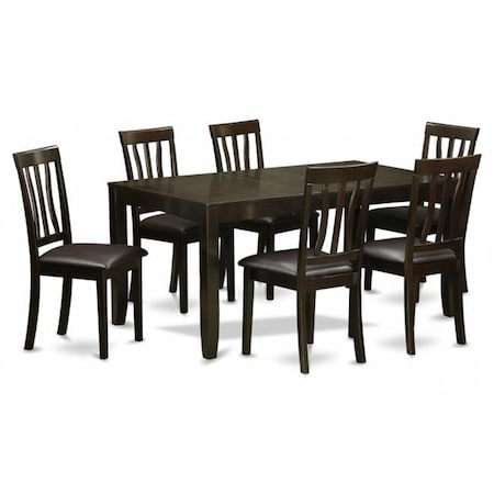 East West Furniture East West Furniture LYAN7-CAP-LC 7 Piece Dining Room Table Set-Dining Table With Leaf and 6 Dining Chairs LYAN7-CAP-LC